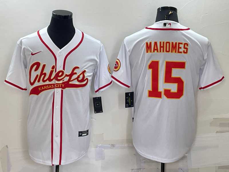 Men's Kansas City Chiefs #15 Patrick Mahomes White With Patch Cool Base Stitched Baseball Jersey,We sell and wholesale Men's Kansas City Chiefs #15 Patrick Mahomes White With Patch Cool Base Stitched Baseball Jersey on line form chian!
